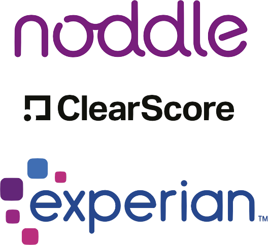 Noddle, ClearScore and Experian logos