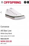 ​White converse all stars low, sizes 6 to 11 available C&C or £3.50 for delivery