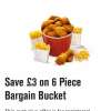 Off on 6 piece bargain bucket for colonels club members
