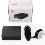 SAVFY 50W 6Port Portable USB Desktop Charger Charging Station with Smart IC 5V 10A)Full-speed Charge for Apple iPhone 6S/6S Plus, iPad Pro, Samsung S6 / S6 Edge, Nexus, HTC M9, Nokia, Motorola and more Black - Am