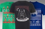 2 t-shirts inc alternative Christmas ones - Star Wars merry sithmas, Pacman, Batman, Chewbacca lights, Elf and loads more
