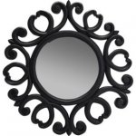 Ornate Round Wall Mirror - Black
