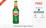 FREEBIES: 3 X Amstel Bier Lager (650ml) via Checkoutsmart, Clicksnap & Topcashback Apps
