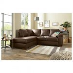Ashmore Leather Corner Sofa Brown Left Hand Facing