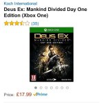 Deus Ex for Xbox One/PS4 @ Amazon (Prime = FREE delivery or add &pound;1.99)