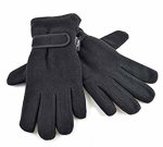Ladies Warm Fleece Winter Gloves Thermal Thinsulate Lined & Wrist Strap, Black