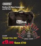 Draper Redline 89-Piece Screwdriver and Bit Set with bag now £9.99 @ Robert Dyas (C&C)