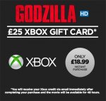 &pound;25 xbox credit & Godzilla HD movie rental