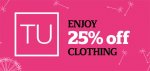 Sainsburys 25% off TU clothing