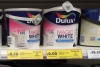 Dulux Magic white Matt and silk paint. from &pound;16.50 to &pound;8.50 and