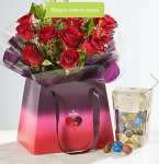 12 red roses and free chocolates and delivery - Valentines Day
