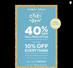 GAP >> 40% OFF Full price styles + 10% OFF everything + FREE DELIVERY + 13.2% Quidco