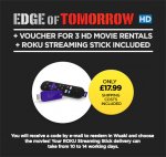 Roku Streaming Stick + Edge of Tomorrow HD + 3 HD Movie rentals