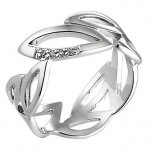 Diamond sterling silver leaf ring size L @ H Samuel (free store collection)