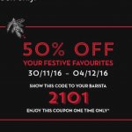 50% off festive range at Starbucks (possibly account specific)