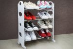 4 Tier White Free Standing Shoe Rack Stand Storage Organiser Shelf sold by Vinsani