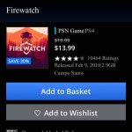 Game Sale PSN Canada incl Firewatch
