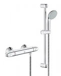 GROHE Grohtherm 1000 Shower Thermostat with Tempesta 100 Shower Set, 600 mm Shower Rail