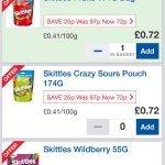 Skittles sharing bags Fruits (174g) or Crazy Sours (174g) or Tropical (174g)