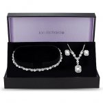 Jon Richard Silver square crystal trio jewellery set |