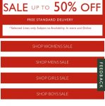 upto 50% off over at Clarks + Free standard delivery