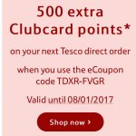 FREE 500 Clubcard Points on next Tesco Direct [With Code] (not sure if account specific)