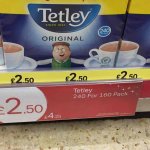 Tetley Tea Bags 240 pack £2.50 @ Iceland