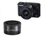 CANON EOS M10 Compact System Camera, 15-45 mm Zoom Lens + 22mm Lens Bundle (£299 with cashback)