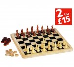 Chad Valley Wooden Chess and Draughts Board Game