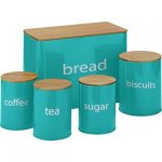 ColourMatch 5 Pack Wooden lid Storage Jars in Aqua C&C
