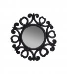 Ornate round wall mirror - black
