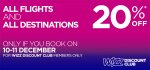 Wizz Air 20% discount on all flights eg London Luton-Budapest £37.00 book 10-11 December only