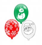 15 Christmas Balloons santa, snowman and snowflake design