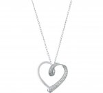 Sterling Silver Diamond Heart Pave Set Slide Pendant