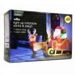 Wilko Christmas Light Up Inflatable Santa and Sleigh 1.8m 0440133