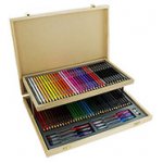Wooden Stationery Set With Case - 75 Pieces - Now £7.50 (with code) & Possible 23.1% Cashback C&C @ The Works £8.00