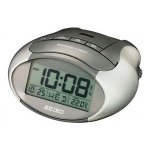 Seiko QHL023A LCD Alarm Clock with Calendar & Thermometer - Metallic Grey