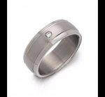 Titanium Diamond Matte and Polished Band Ring