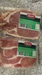 Two 907g packs of bacon misshapes