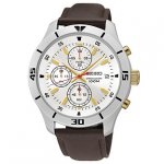 Seiko Men's Chronograph Brown Leather Strap Watch