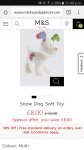The Snowdog 29cm high soft toy @ m&s free c + c