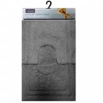 Luxury Touch 2 Piece Bath Mat & Pedestal Mat Non Slip Washable