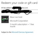 3 Months Xbox Live Subscription + 1 Free Month