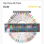 60 pack Gel Pens Assorted Colours £5.00 instore @ Hobby craft