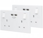 Twin Pack USB Double (2 gang) Wall Sockets