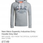 superdry men's grey hoodie £17.49 @ superdry eBay store