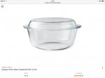 Glass 2 litre casserole dish with lid at Morrisons, only, now