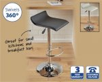 Aldi Black leather effect/chrome gas lift barstool