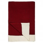 John Lewis Chunky Knit Throw, Red/Cream then £32.50，