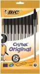 BIC Cristal Original 1.0 mm Ball Pen - Black, Blue or Assorted (Pack of 10) Add-on Item